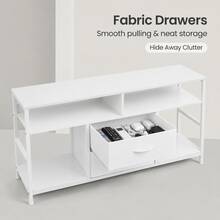 Modern TV Stand With Storage Drawers, Industrial Entertainment Center Console Table With Open Shelves For Living Room - White - View 6