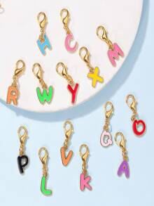 3/10PCS Colorful Letter Charms With Lobster Clasp, DIY Handmade Jewelry Accessories, Suitable For Bracelets, Necklaces, Earrings, Bag Decoration - Multiple Styles - View 4