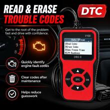 V100 Car Diagnostic Tool OBDII Scanner Engine Fault Code Reader, With Battery Voltage And Charging System Test - Blue - View 9