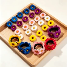 1pc Women's Fashion Bohemian Style Blue, Yellow, Pink Daisy & Sunflower Flower Hair Scrunchie, Suitable For Daily, Party, Decoration, Hair Accessories - Multicolor - View 11