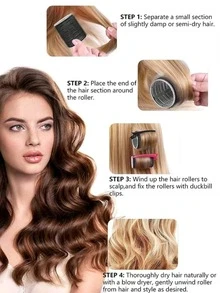 24pcs Pink Women's Hair Curling Set, Includes Hair Clips And Self-Adhesive Curlers, Suitable For Long, Medium, Short Hair And Bangs, DIY Hair Curling Tools, Salon Tools, Perfect As Back To School Gift - Pink - View 6