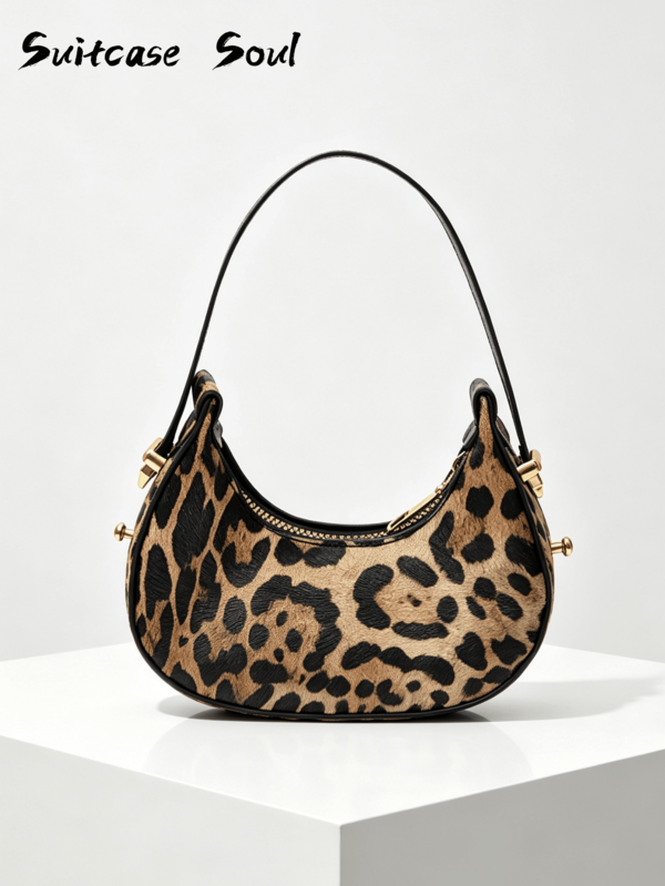 Hot-Selling Fashion Versatile New Design High-Quality Texture Minimalist Personalized Elegant Vintage Shoulder Crossbody Bag Outdoor Casual Handbag Baguette Bag Vintage Leopard Print Women's Bag