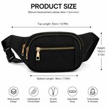 Women's Fashionable Casual Commuter Sports Waist Bag, Multi-Pocket Design, Unisex, Multiple Colors Available, Adjustable Shoulder Strap, Multiple Zipp - Black - View 3