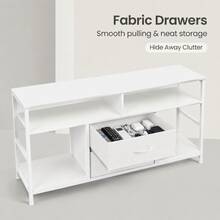Modern TV Stand With Storage Drawers, Industrial Entertainment Center Console Table With Open Shelves For Living Room - White - View 3