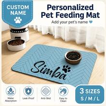 Personalized Pet Feeding Mat, Customized Name Absorbent Diatomaceous Earth Bowl Mat, Non-Slip Rubber Backing, Cat And Dog Food And Water Mat - Multicolor - View 27
