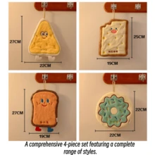 4條加厚海綿棉手巾，適用於浴室與廚房，附高級紙盒包裝與掛鉤，現代家居必備，觸感柔軟，可愛圖案 - 多色 - 查看 11