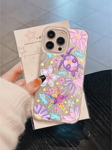 Cute Tiger & Turtle Print, Feather Glossy, Waterproof, Anti-Fingerprint, Anti-Scratch Transparent IMD Soft Glossy Smooth Phone Case Suitable For 15pro/15 Plus/15 Promax/7plus/8plus/X/Xs Max/Xr/11pro/12pro/13pro/14pro/12mini/13mini/11promax/12promax/13promax/14promax/14plus/6/6s/6plus/7/8/16Pr16Pro/16plus/16promax/12Pro Unisex Gift 17/17Pro/17Promax/17air - White - View 3