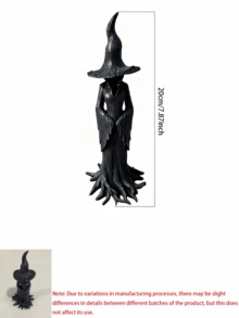 Halloween Tree Root Black Resin Witch Statue, Eerie Gothic Style Small Figurine, Indoor Home Party Haunted House Decor Desktop Ornament - Multicolor - View 9