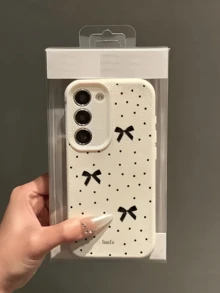 1 Stück weiße Vollbild-Polka-Dot-Schleife personalisierte minimalistische Anti-Fall-weiche TPU-Mode-Handyhülle mit vollständiger Abdeckung und Anti-Verschmutzung-Schutzhülle für Samsung-Serie - Verschiedenfarbig - Übersicht 4