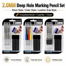 MROOFUL 2.0mm Long Nose Mechanical Pencil Set, 4 Deep Hole Marking Pencils ,Refillable Drafting Pencils For School, Office, Home, Woodworking And DIY, 3 Style Options - Multiple Styles - View 2