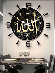 1pc 2D Flat Wooden Wall Clock | White & Gold Abstract Texture Theme, Silent Decorative Wall Clock, Creative Wall Clock, Suitable For Bedroom, Living Room, Office, 25/30cm (AA Battery Not Included) - Multicolor - View 4