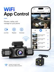 360°汽車行車記錄器，4通道，前置1080P HD與後/左/右720P，配備3.16吋IPS螢幕，夜視功能，循環錄影，24小時停車監控，可選32GB記憶卡，車輛安全攝影機 - 行車記錄儀 - 查看 4
