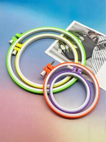 [10pcs]Colorful Adjustable Plastic Embroidery Hoops, 9.2/12.4/16/20.3cm 4 Sizes Available, Suitable For Cross Stitch, Punch Needle, Ribbon Embroidery, Fabric Collage, Yarn Embroidery And Other Handicrafts - Plastic Embroidery Hoop - View 4