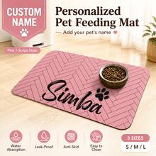 Personalized Pet Feeding Mat, Customized Name Absorbent Diatomaceous Earth Bowl Mat, Non-Slip Rubber Backing, Cat And Dog Food And Water Mat - Multicolor - View 21