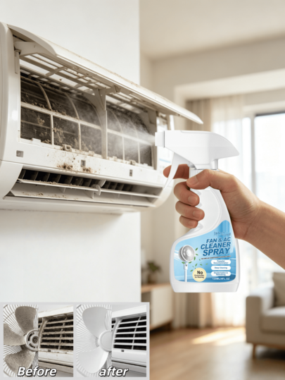 Jakehoe Fan & Air Conditioner Cleaning Spray, No Disassembly Required, Deeply Dissolves Accumulated Dust, Lint And Old Stains On Air Conditioner Filters And Fan Blades, Removes Musty Odors, Suitable For Standing Fans, Wall-Mounted Air Conditioners And Cabinet Units, Spray And Let Dirt Fall Off With Condensation Water, Simplifies Appliance Cleaning Process, Reduces Dust Dispersion With Airflow, Optimizes Indoor Air Quality
