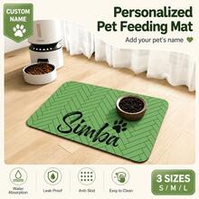 Personalized Pet Feeding Mat, Customized Name Absorbent Diatomaceous Earth Bowl Mat, Non-Slip Rubber Backing, Cat And Dog Food And Water Mat - Multicolor - View 7