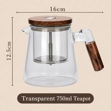 1pc Transparent Teapot 2026 New Model Home Slouchy Tea Water Separator, Glass Inner Liner, One-Click Tea Water Separation, Transparent Teapot - Multicolor - View 2