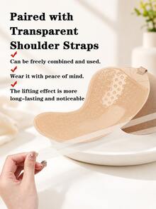 Mango Shaped Adhesive Bra With Detachable Transparent Shoulder Straps, Strong Lift, Invisible Strapless Push-Up Bra, Suitable For Wedding Party Dress - Color - View 3