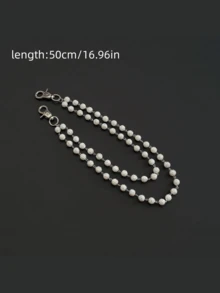 1pc White Rhinestone Ball Double Layer Pants Chain, Shiny Crystal Accessory - White - View 4