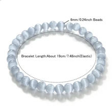 1pc 6mm Cat Eye Stone Bead Bracelet, Multicolor Round Stone Beads Elastic Bangle, Minimalist Fashion Women's Couple Daily Wear Gift - 6mm Cat's Eye - View 6
