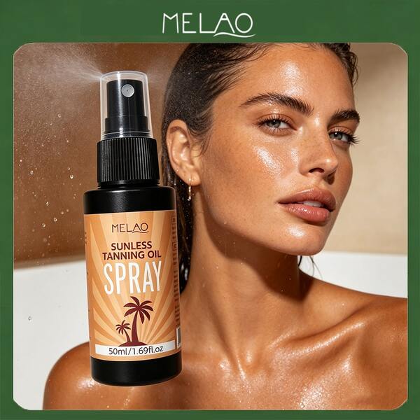 Spray d'huile de bronzage sans soleil MELAO 50ml/1,69fl.Oz, spray bronzant pour le corps, bronzage doré naturel sans soleil, huile de bronzage artificiel à absorption rapide sans traces pour tout le corps