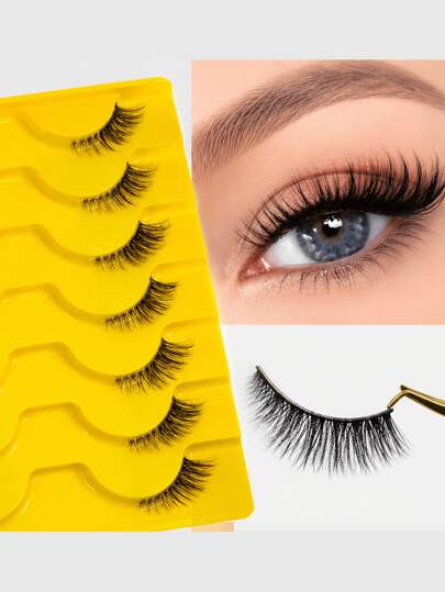 10/7 Pairs Transparent Thin Band Half Cat Eye False Eyelashes, Eyelash Cluster Set, 3D Faux Mink Hair Lightweight Soft Row Style Lashes, Suitable For Cosplay, Daily Makeup, Realistic False Eyelashes, Essential Makeup Kit For Women, Back To School Must-Have Accessory, Y2K Style, Also Suitable For Halloween, Christmas And Other Holiday Celebrations, Compact And Lightweight, Easy To Put In Makeup Bag