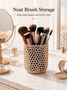 Modern Minimalist Hollow Pen Holder/Makeup Brush Storage Box, Fashionable Nordic Style Desktop Storage Solution, Breathable Hollow Design, High Quality Large Capacity, Suitable For Storing Cosmetics And Other Items - Multicolor - View 6