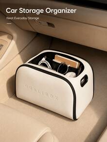Sleek Storage & Organization Storage And Organizing Boxes Texture Car Storage Box For Elegant Vehicle Interior Minimalist Premium Leather Design Modern Commuters With Internal Mesh Compartments Daily Clutter Office Essentials Solution Storage Box - Multicolor - View 2