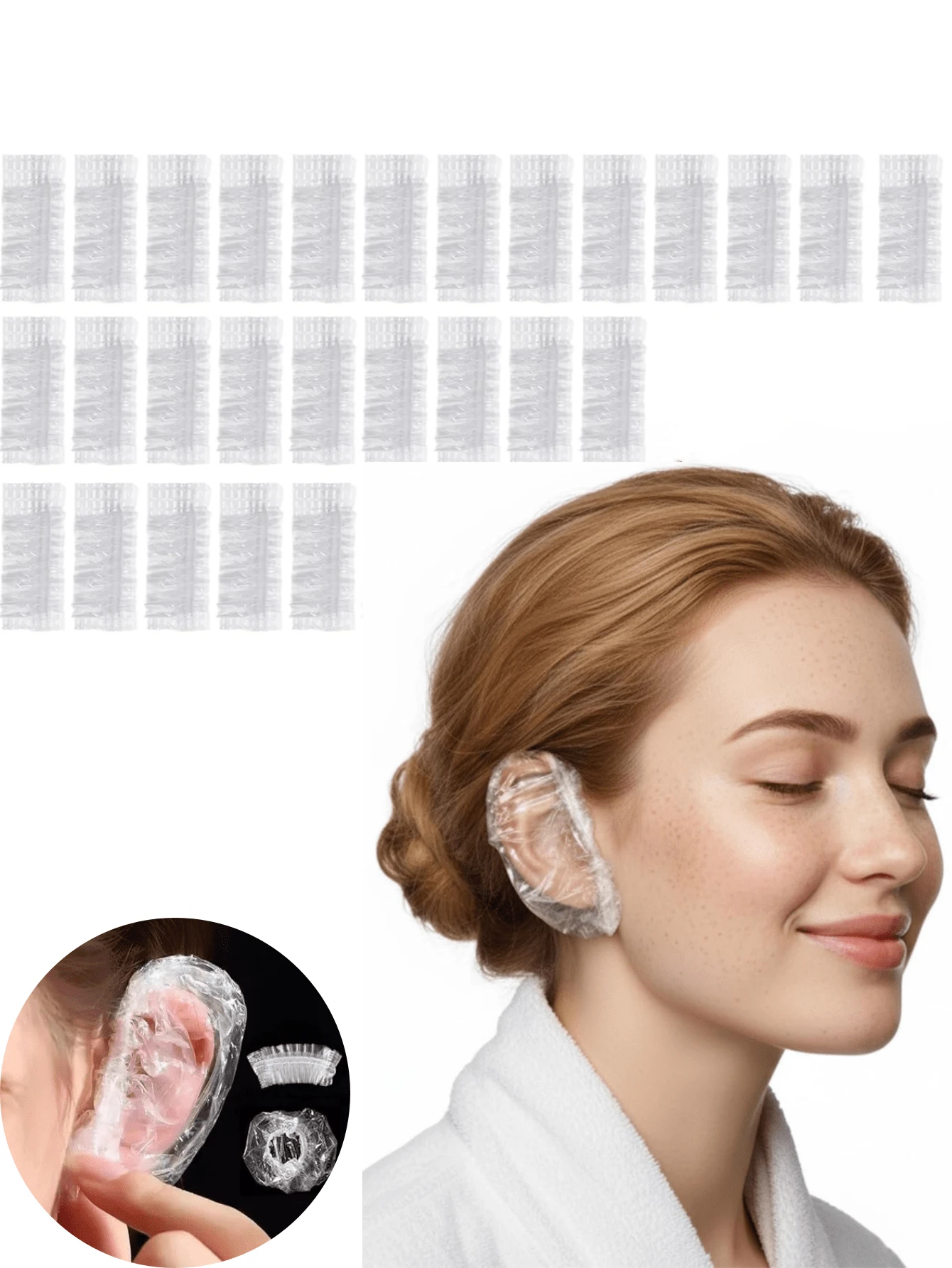 500pcs Disposable Waterproof Ear Covers, Waterproof Ear Caps For Hair Dyeing, Bathing And Showering, Elastic Transparent Ear Caps, Suitable For Hair Salon, Bathing, Travel And Daily Use - A - View 1