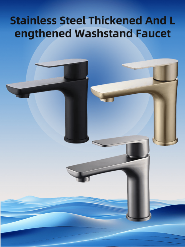 1PC Modern Gun Gray Stainless Steel Basin Faucet, Single Handle Hot & Cold Water Tap, Single Hole Countertop Installation, Ideal For Bathroom Sink & Wash Basin, Gray/Black/Gold Optional