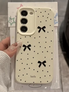 1 Stück weiße Vollbild-Polka-Dot-Schleife personalisierte minimalistische Anti-Fall-weiche TPU-Mode-Handyhülle mit vollständiger Abdeckung und Anti-Verschmutzung-Schutzhülle für Samsung-Serie - Verschiedenfarbig - Übersicht 3