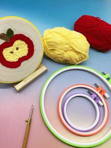 [10pcs]Colorful Adjustable Plastic Embroidery Hoops, 9.2/12.4/16/20.3cm 4 Sizes Available, Suitable For Cross Stitch, Punch Needle, Ribbon Embroidery, Fabric Collage, Yarn Embroidery And Other Handicrafts - Plastic Embroidery Hoop - View 7