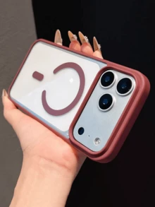 Casing Ponsel Transparan Magnetik dengan Pengisian Daya Nirkabel dan Pelindung Kamera yang Ditinggikan, Kompatibel dengan iPhone 18 17 Pro 17 Pro Max 17 16 15 14 13 Pro Max Plus 13 15. Penutup Belakang Akrilik Transparan dengan Sentuhan Lembut dan Tahan Guncangan. - Burgundy - View 5