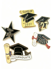5pcs 2026 Graduation Cap Pins - Zinc Alloy Material, Multiple Colors Like Gold, Red, Suitable As Commemorative Items, Brooch Gifts, Student Souvenirs - Multicolor - View 15