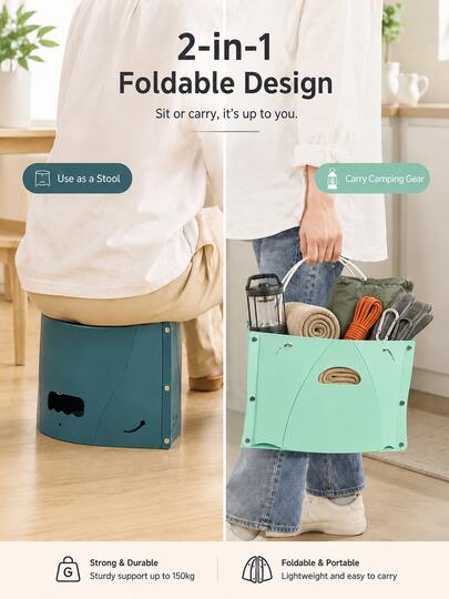 4/2pcs Folding Camping Stool, Portable Plastic Foldable Stool Basket, Multi-Functional Outdoor Fishing Stool With Handle, Compact Folding Travel Seat For Camping, Picnic, Fishing, Home Use, Foldable Backpack Stool, Car Camping Essential, Summer Travel, Father's Day Gift