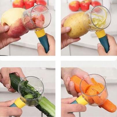 1/2 buah Pengupas Buah Tanpa Residu, Pengupas Buah dan Sayuran Multifungsi dari Baja Tahan Karat dengan Kotak Penyimpanan, Mudah Dibilas dan Dibersihkan, Cocok untuk Dapur Rumah dan Penggunaan di Luar Ruangan, Praktis untuk Penyimpanan dan Penggunaan