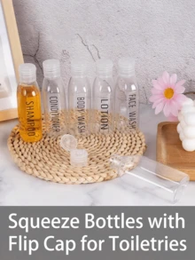 6/4pcs Leak-Proof Travel Bottles, 3.4 Oz Transparent Plastic With Flip Cap Refillable Containers For Shampoo, Conditioner, Body Wash And Other Toiletries Travel Essential Portable Design, Liquid Storage Leak-Proof Design Travel Toiletries Bottles - Clear - View 4
