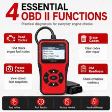 V100 Car Diagnostic Tool OBDII Scanner Engine Fault Code Reader, With Battery Voltage And Charging System Test - Blue - View 5
