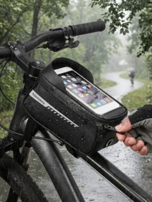 Bicycle Phone Holder Bag - Made Of EVA Material; Equipped With Adjustable Shoulder Strap And Rain Cover; Suitable For Phones Up To 6.8 Inches; Ideal Cycling Accessory. - Multicolor - View 10