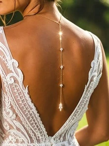 1pc Elegant Women's Collarbone Leaf Back Chain Bikini Beach Jewelry Wedding Necklace Accessory - Gold - View 1
