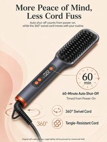 Hair Straightener Brush, Heated Comb For Straightening Hair And Smoothing Frizz, Straightening-Brush Function For Everyday Use, 4 Heat Settings From 320 To 428°F For Adjustable Styling, 30-Second Heat-Up To The Lowest Setting, Gray Color - Dark Grey - View 10