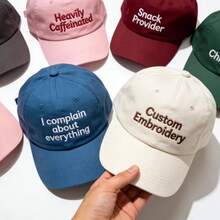 1pc Personalized Custom Embroidered Washed Baseball Cap, Vintage Distressed Dad Hat, Name Letter Embroidery Baseball Cap, Adjustable Cotton Trucker Hat, Y2K Streetwear Hat, Korean Minimalist Casual Sun Hat, Money Aesthetic Retro Hat, Couple Hat, Bridal Party Hat, Daily Commute Travel Sun Protection Hat, Unisex Fashion Gift, Christmas Gift - Multicolor 3 - View 2