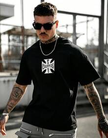 Vintage Red Long Beach Logo T-Shirt, Breathable Polyester, Essential For Summer Outings And Parties. - 黑色 - 查看 2