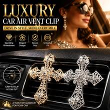 1pc Cross-Shaped Car Air Vent Fragrance Clip, Car Air Vent Decor, Cross-Shaped Car Air Conditioner Vent Fragrance, Car Decoration, Car Interior Accessories, Gift For Women - Multicolor - View 1