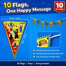 Roblox 17pcs Game Themed Birthday Party Decorations, Includes Flag Backdrop, Spiral Hanging Decor Full Set, Creative Fun Gaming Style Scene Decor, Suitable For Indoor & Outdoor, Essential Set For Children's Birthday Party, Festival Celebration - Roblo Boy Flag Backdrop Spiral - View 3