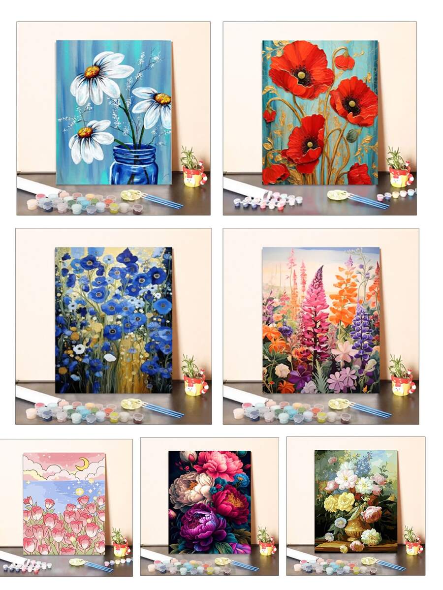 Sommerliches Blumenmotiv Digitales Ölmalerei-Set für Erwachsene und Anfänger 40x50cm/16x20in/1 Stück, ungerahmt, DIY mit Pinseln und leicht zu malendem Acrylfarben-Set, Heimdekoration Kunsthandwerk, ideales Geschenk zum Geburtstag, Vatertag, Weihnachten, Muttertag und Valentinstag - Heilblume - Übersicht 1