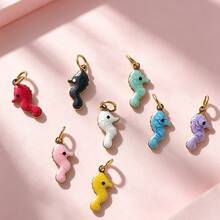1pc Gold Seahorse Pendant Colorful Seahorse Shaped Charm Accessory Suitable For Necklace Bracelet Earrings Decoration Versatile Fashion - Multicolor - View 9