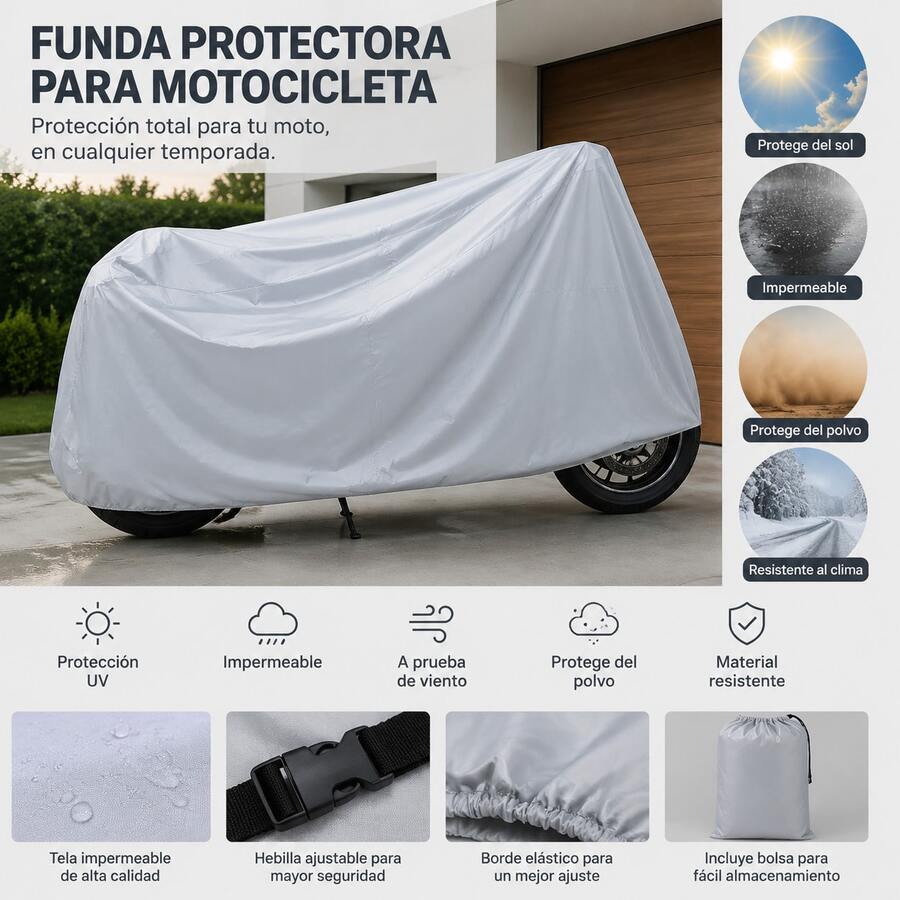 Motorcycle Protective Cover 1.40 X 240cm - Grey - View 1