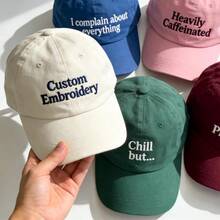 1pc Personalized Custom Embroidered Washed Baseball Cap, Vintage Distressed Dad Hat, Name Letter Embroidery Baseball Cap, Adjustable Cotton Trucker Hat, Y2K Streetwear Hat, Korean Minimalist Casual Sun Hat, Money Aesthetic Retro Hat, Couple Hat, Bridal Party Hat, Daily Commute Travel Sun Protection Hat, Unisex Fashion Gift, Christmas Gift - Multicolor 3 - View 4