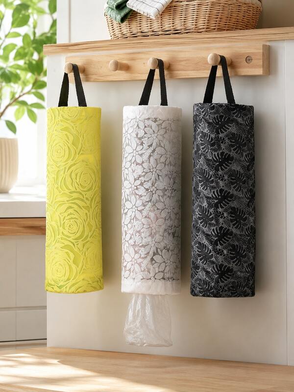 1pc Creative Wall-Mounted Trash Bag Storage Box, Kitchen Plastic Bag Collection & Dispensing Box, No-Drill Shopping Bag Organizer